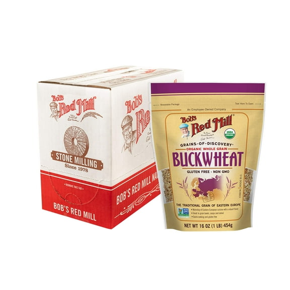Bob's Red Mill Organic Gluten Free Buckwheat Groats, 16oz (Pack of 4) - Non GMO, Whole Grain, Vegan, Kosher