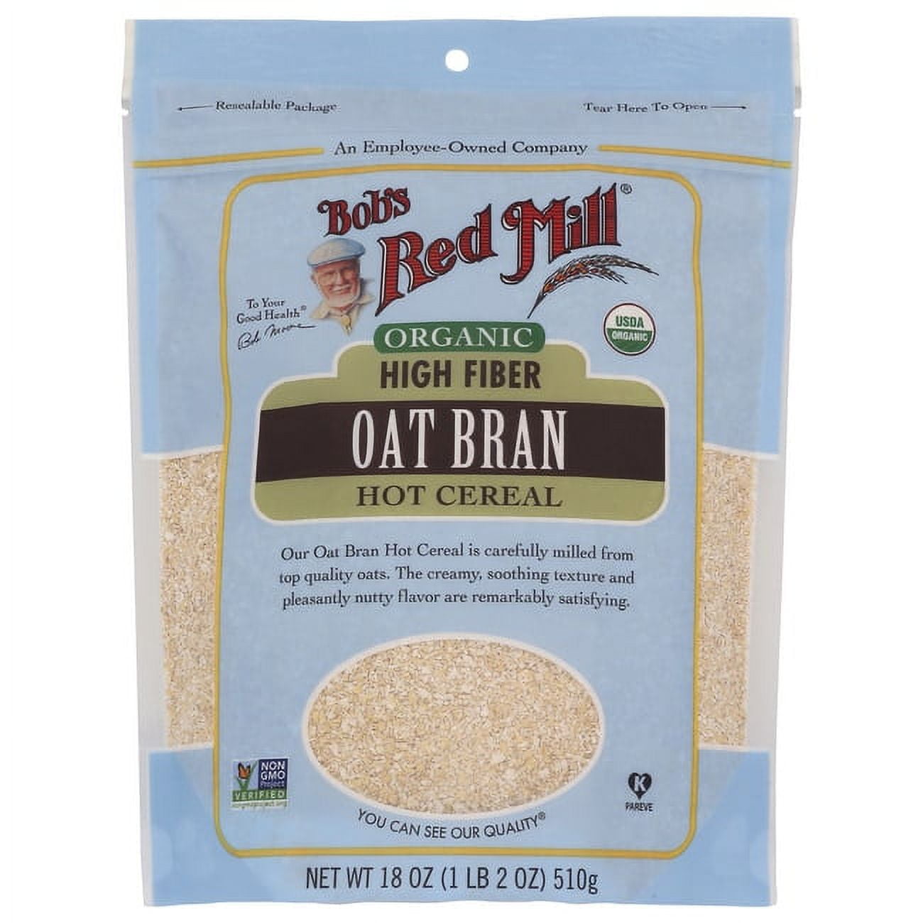 Bob's Red Mill Organic High Fiber Oat Bran Hot Cereal, 18ounce