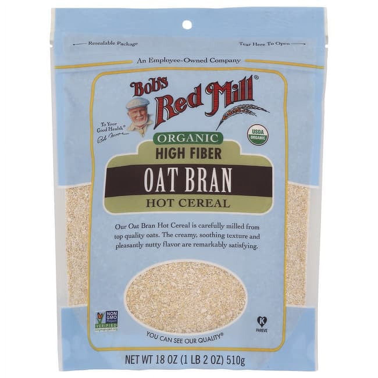 Bob's Red Mill Organic High Fiber Oat Bran Hot Cereal 18 oz Pkg
