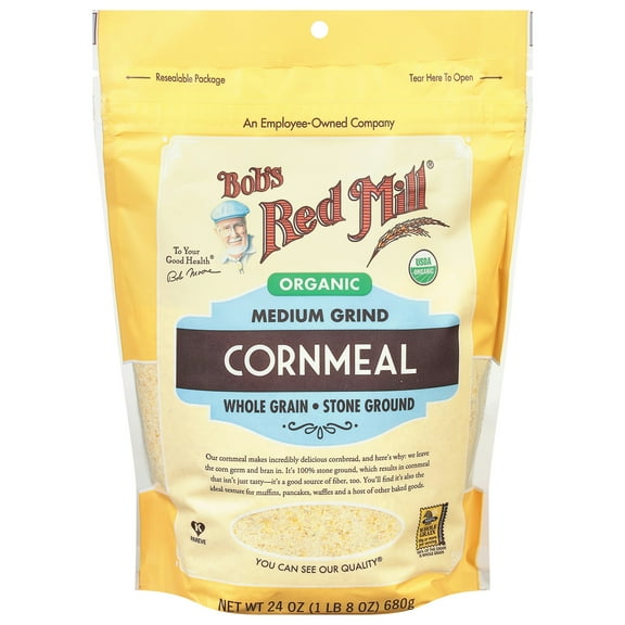 Bob's Red Mill Organic Medium Grind Cornmeal 24 oz (Pack of 8)
