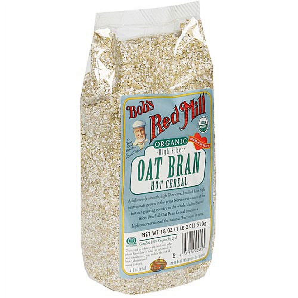 Bob's Red Mill Organic Oat Bran High Fiber Hot Cereal, 18 oz (Pack of 4