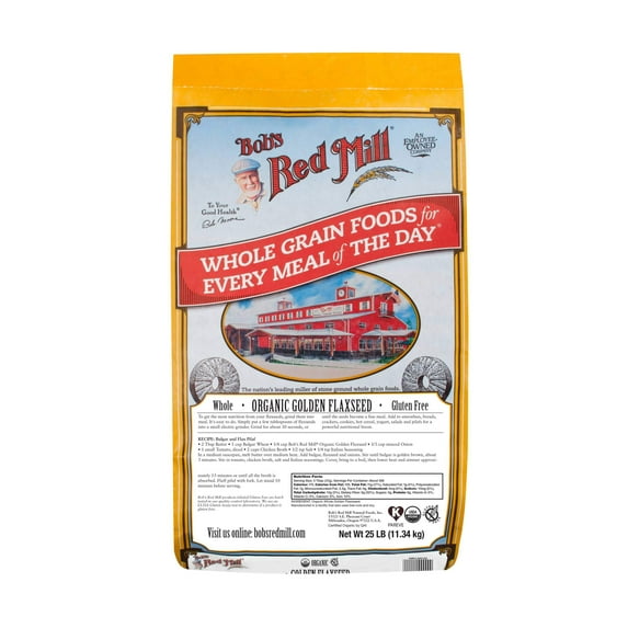 Bob's Red Mill Organic Raw Whole Golden Flaxseeds, 25 Pound