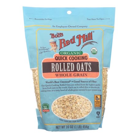 Bob's Red Mill Organic Rolled Oats Quick Cooking 16 oz Pack of 3
