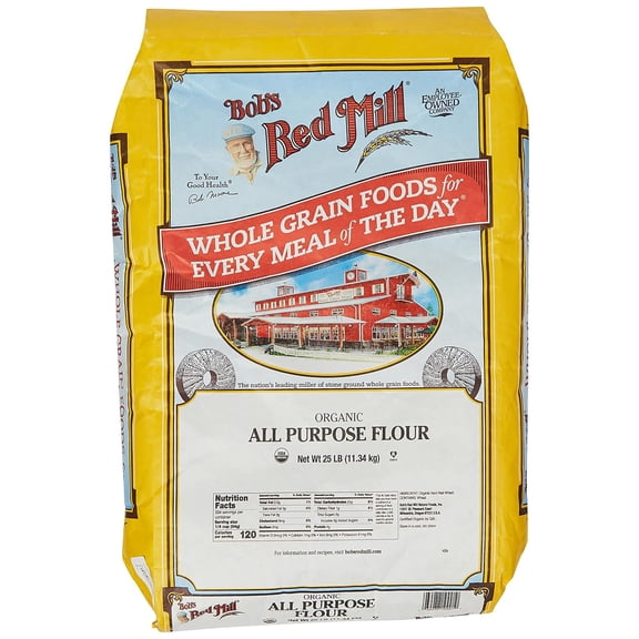Bob's Red Mill Organic Unbleached White All-Purpose Flour, 25 Pound