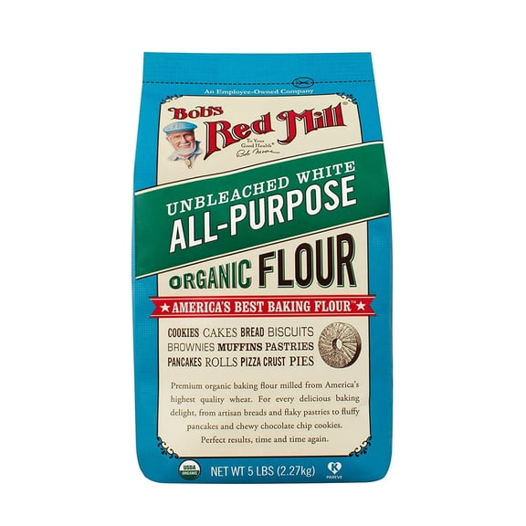 Bob's Red Mill Organic Unbleached White Flour 5 lbs Pack of 2