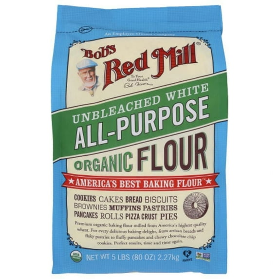 Bob's Red Mill Organic White Flour 5 lb Pack of 2