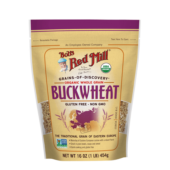Bob's Red Mill Organic Whole Grain Gluten Free Buckwheat Groats, 16 oz [Pack of 4]