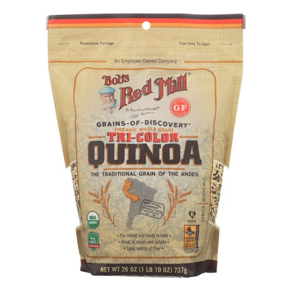 Bob's Red Mill Organic Whole Grain Tri-Color Quinoa - Case of 4 - 26 OZ