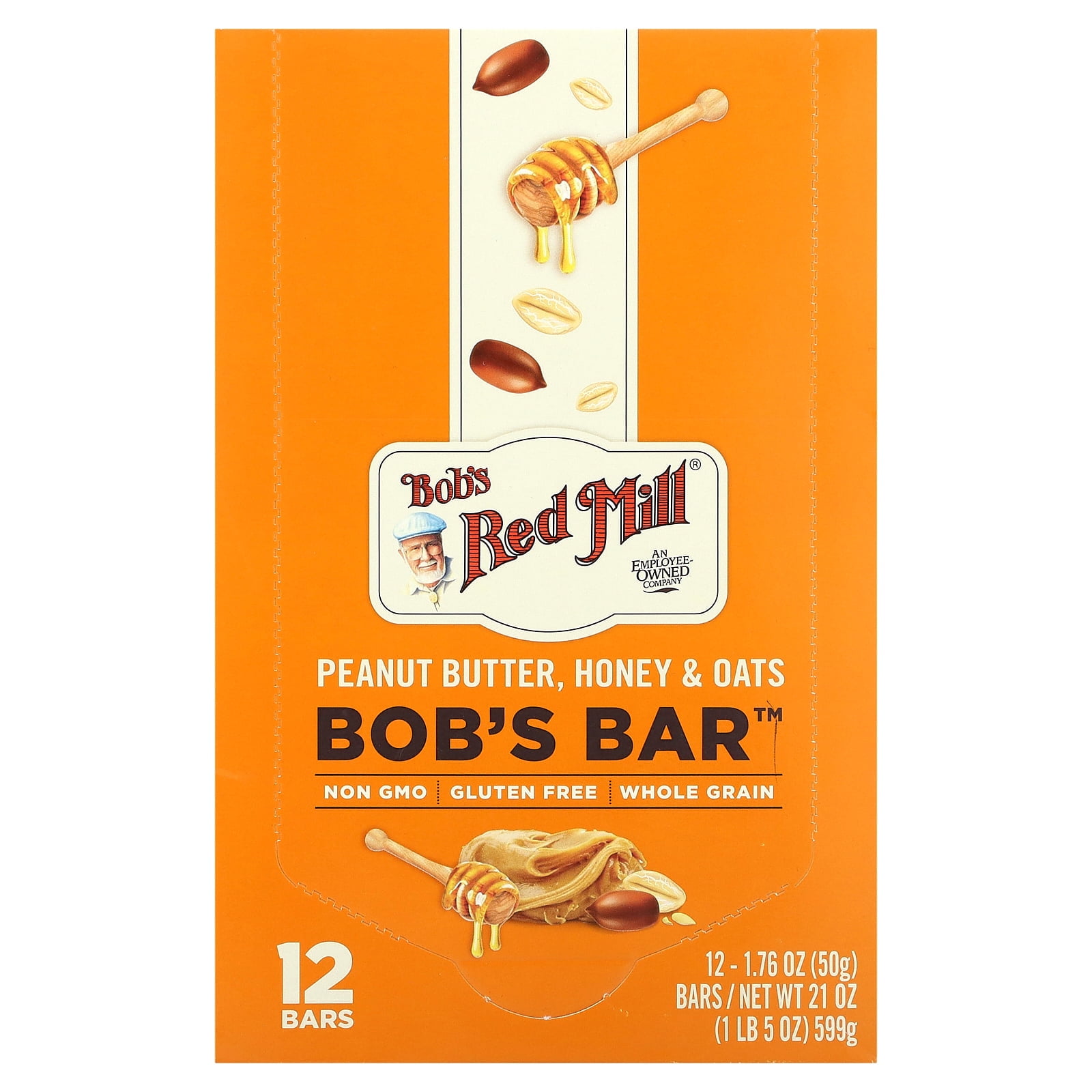 Bob's Red Mill Peanut Butter Honey & Oats Bob's Bar 12 - 1.76 oz Bars
