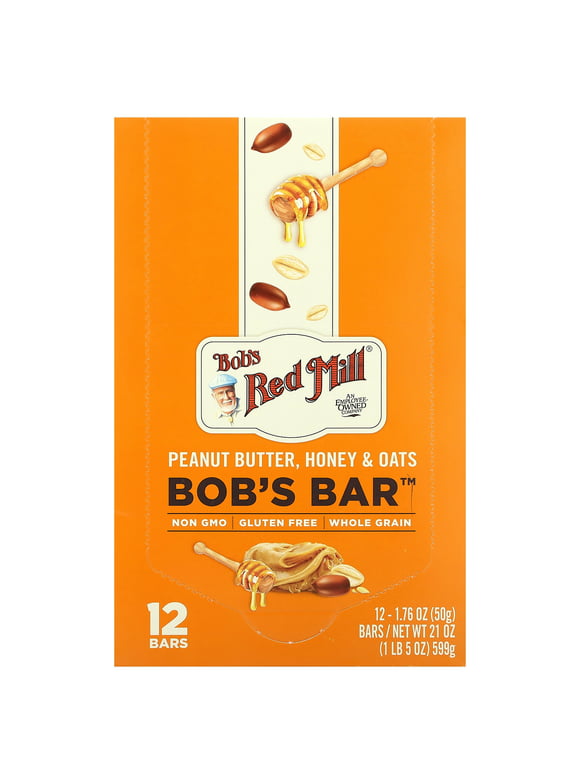 Bob's Red Mill Peanut Butter Honey & Oats Bar 12 Bars
