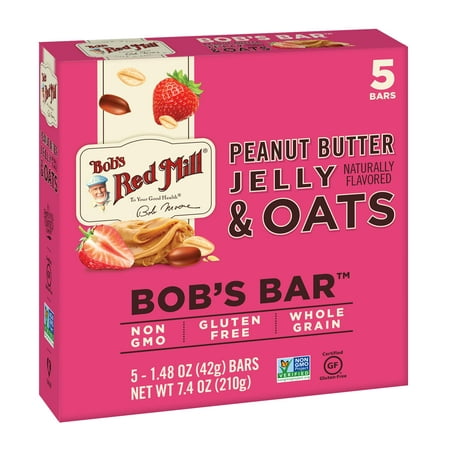 Bob's Red Mill Peanut Butter Jelly & Oats Bob's Bar (Box of 5) - Breakfast Energy Snack Bar