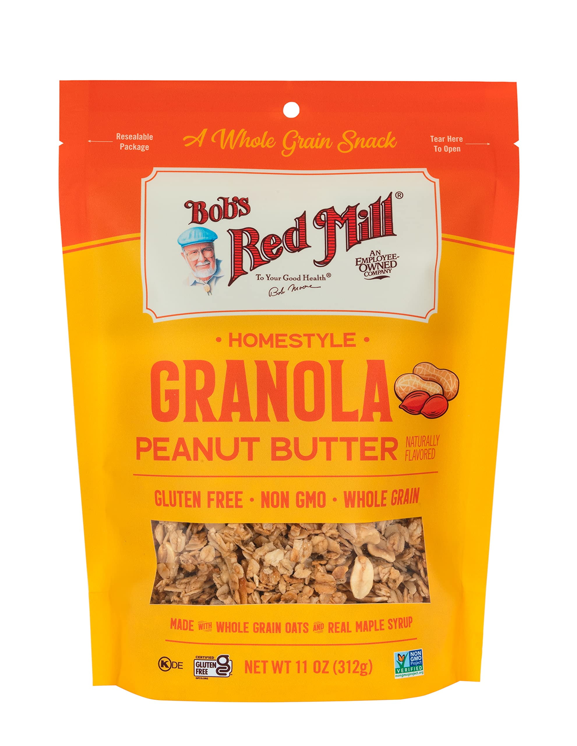 Bob’s Red Mill Peanut DHF10&nbsp;Butter Homestyle Granola, 11 Ounce Bag (Pack of 1), Certified Gluten Free, Non-GMO, Whole Grain