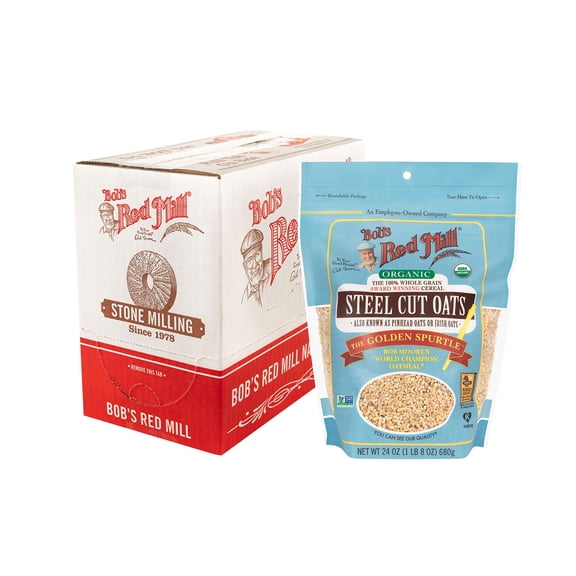 Bob's Red Mill Organic OKA4&nbsp;Steel Cut Oats, 24oz (Pack of 4) - Non GMO, Whole Grain, Vegan, Kosher
