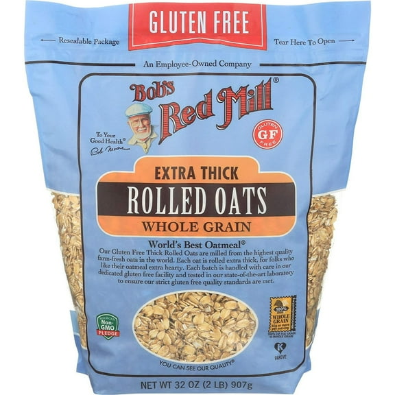 Bob's Red Mill Rolled Oats Gluten Free - Extra Thick 32 oz Pack of 4