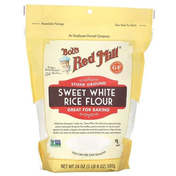 Bob's Red Mill Sweet White Rice Flour 24 oz Resealable Pouch Pack of 2