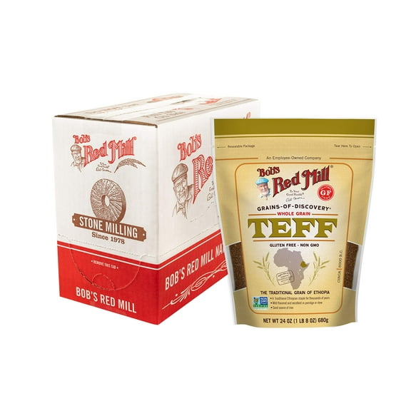 Bob's Red Mill Whole GGA1 Grain Teff, 24oz (Pack of 4) - Non GMO, Whole Grain, Vegan, Kosher