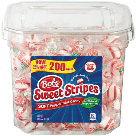 Bob's Sweet Stripes Peppermint Candy, 34.5 oz Tub (200 Count)