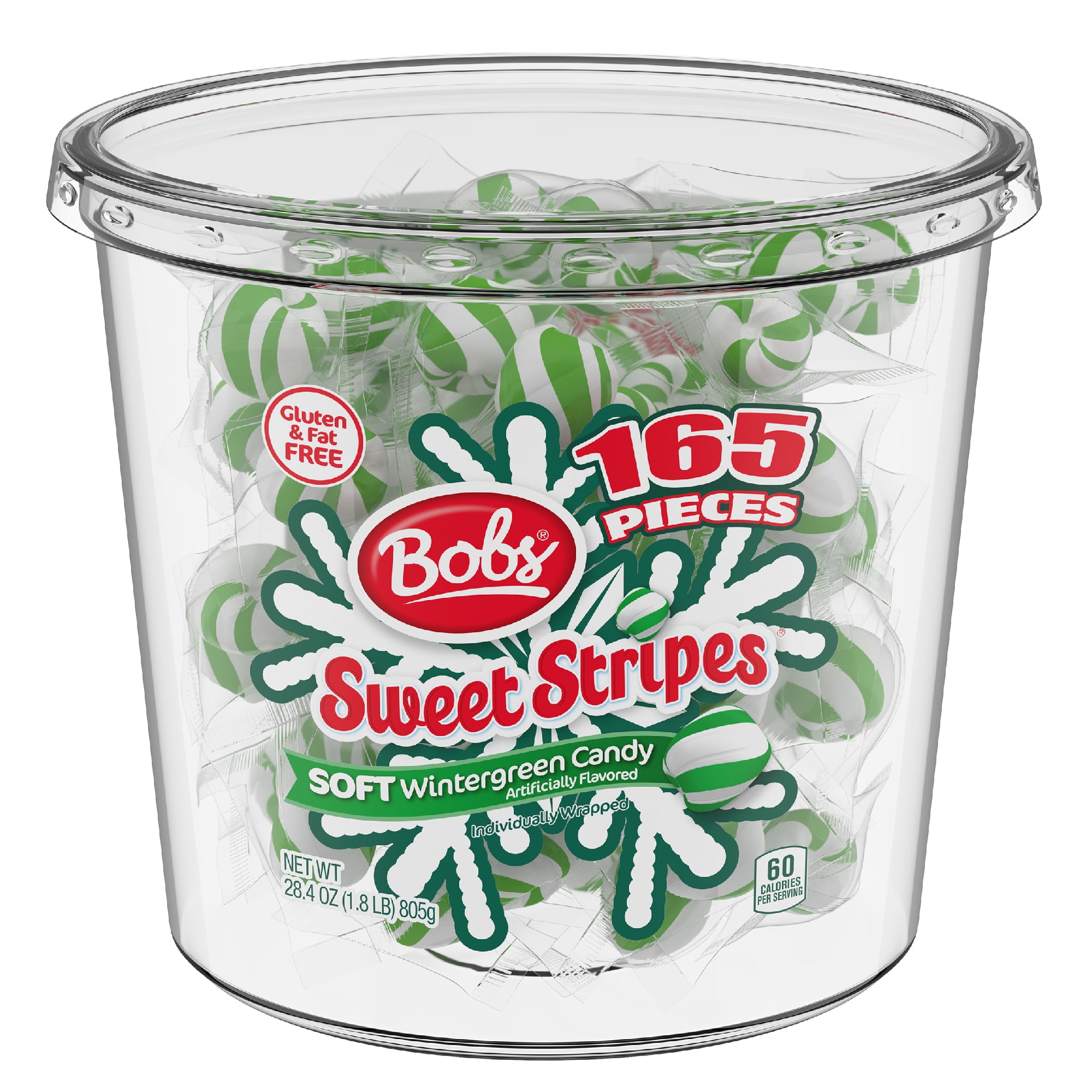 Bob's Sweet Stripes Wintergreen Holiday Candy Canes, 28.4oz Tub, 165 ...