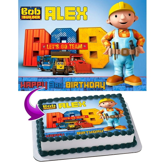 Bob the Builder - Edible Cake Topper - 11.7 x 17.5 Inches 1/2 Sheet rectangular