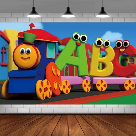 Bob the Train Backdrop Banner Party Supplies Poster Movie Theme Background for Photography Birthday Decorations