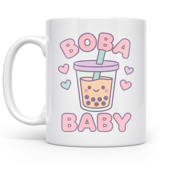 Boba 11 oz Coffee Mug - Cute Pastel Bubble Tea White Ceramic Gift