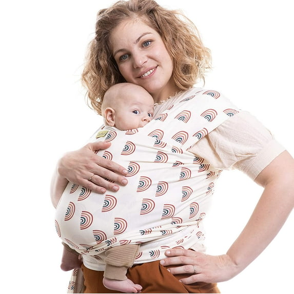Boba Baby Wrap Carrier Newborn to Toddler - Stretchy Baby Wraps Carrier - Baby Sling - Hands-Free Baby Carrier Wrap - Baby Carrier Sling - Baby Carrier Newborn to Toddler lbs (Serenity Rainbows)