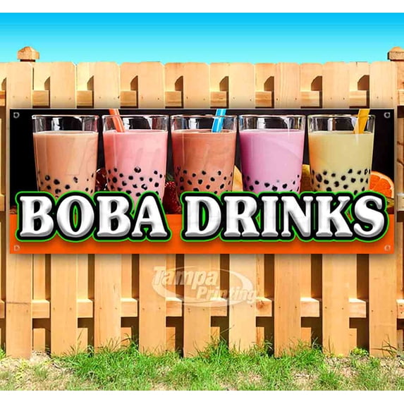 Boba Drinks 13 oz Vinyl Banner With Metal Grommets