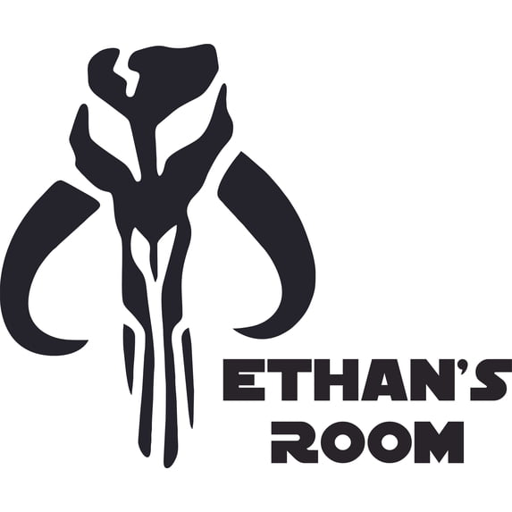Boba Fett Crest Star Wars Symbol Character Design Customized Wall Art Vinyl Decal - Custom Vinyl Wall Art - Personalized Name - Baby Girl Bedroom Decal Room Wall Sticker Decoration Size (18x20 inch)