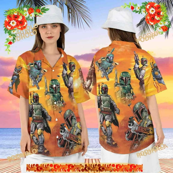 Boba Fett Halloween Hawaiian Shirt, Mandalorian Star Wars Button Up Shirt