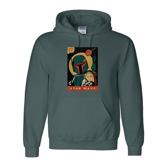 Boba Fett Vintage Trading Card 77 Bounty Hunter Mandalorian SciFi Wars Fan Hoodie Unisex, up to 5XL