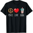 thumbnail image 1 of Boba Love Peace Bubble Tea Lover Tapioca Pearl Milk Tee T-Shirt, 1 of 4
