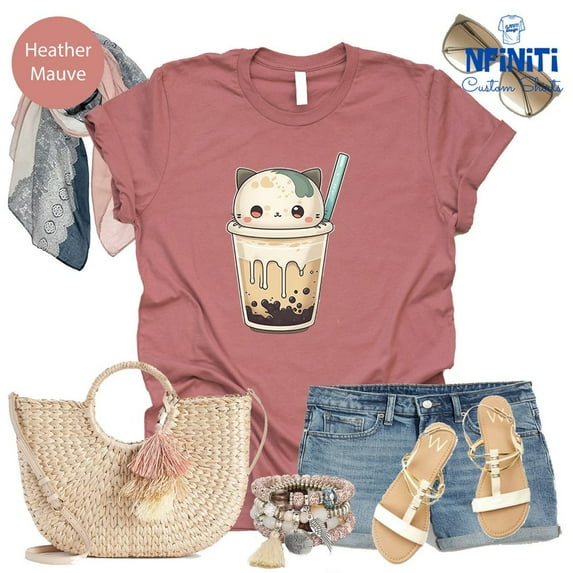 Boba T-Shirt, Boba Cat Shirt, Cute Cat Shirts, Bubble Tea Shirts, Boba Tea Shirts, Cat Lover T-Shirt, Boba Tea T-Shirt, Funny Boba Shirts Unisex S-5Xl Hot Trending Shirt, Vintage Birthday Gift