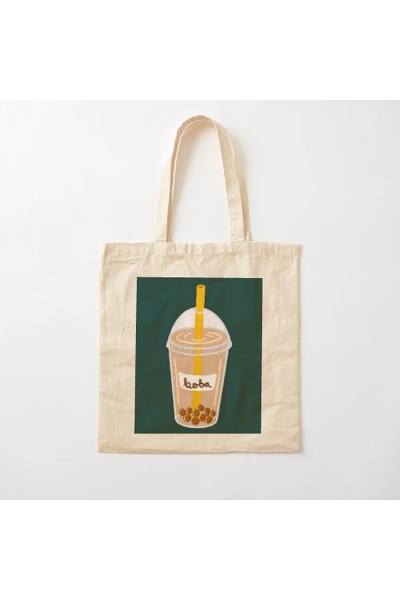 Boba Tea Canvas Tote Bags, Reusable Shopping Bag