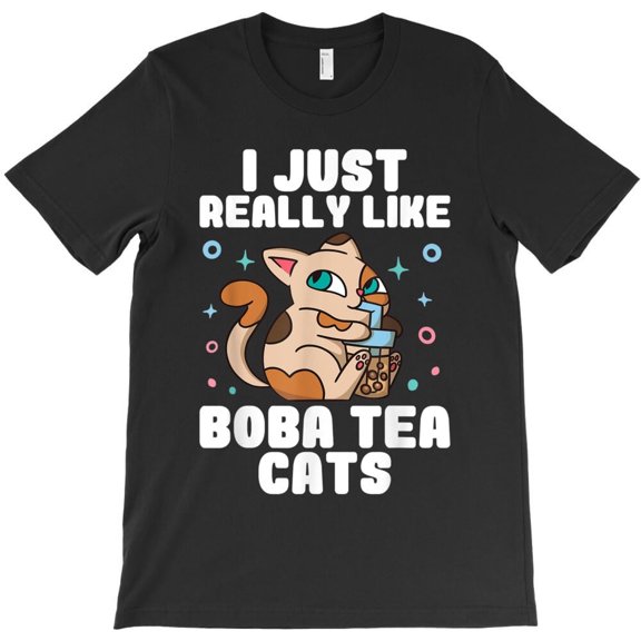 Boba Tea Cat Bubble Tea Funny Kawaii Anime Japanese Milk Tea - Machine Washable H42074 Unisex T-Shirt, Up to 5XL Available