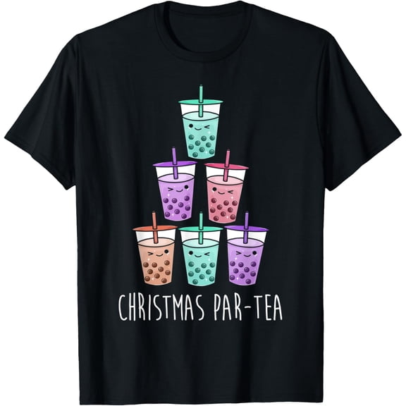 Boba Tea Life Fun Christmas Cute Kawaii Bubble Milk Tea T-Shirt