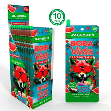 BobaVida Popping Boba Pearls, Watermelon, for Drinks & Dessert Toppings, 3 Oz (10 Pack)