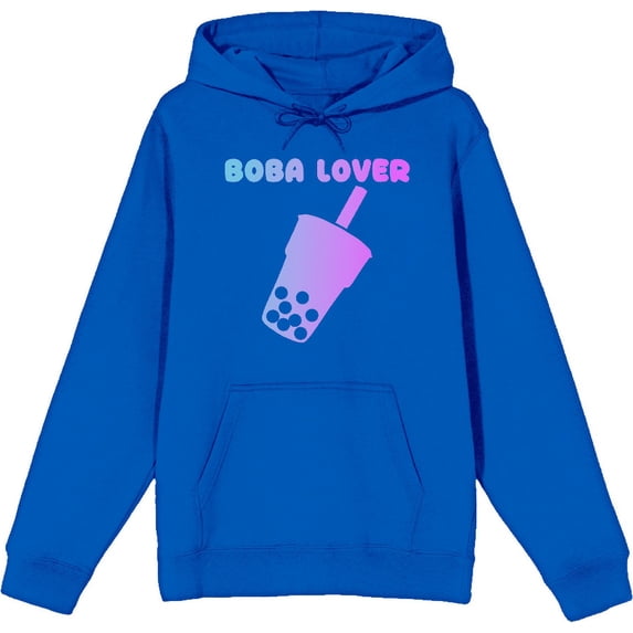 Bobadorable Boba Lover Adult Blue Long Sleeve Hoodie-Medium