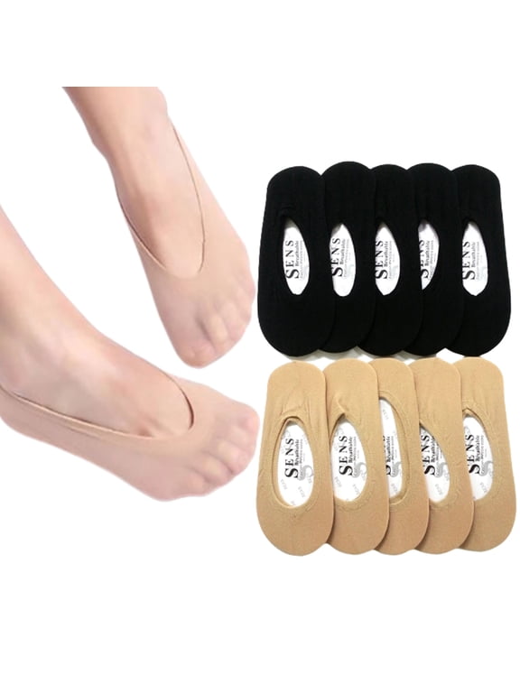 10 Pairs No Show Liner Socks Womens Low Cut Cotton Nylon Boat Invisible Hidden Socks Non-Slip for Flats