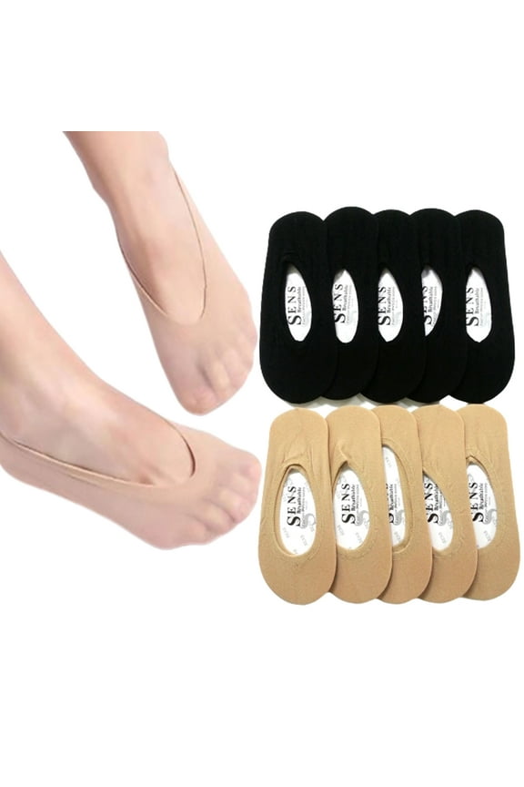 10 Pairs No Show Liner Socks Womens Low Cut Cotton Nylon Boat Invisible Hidden Socks Non-Slip for Flats