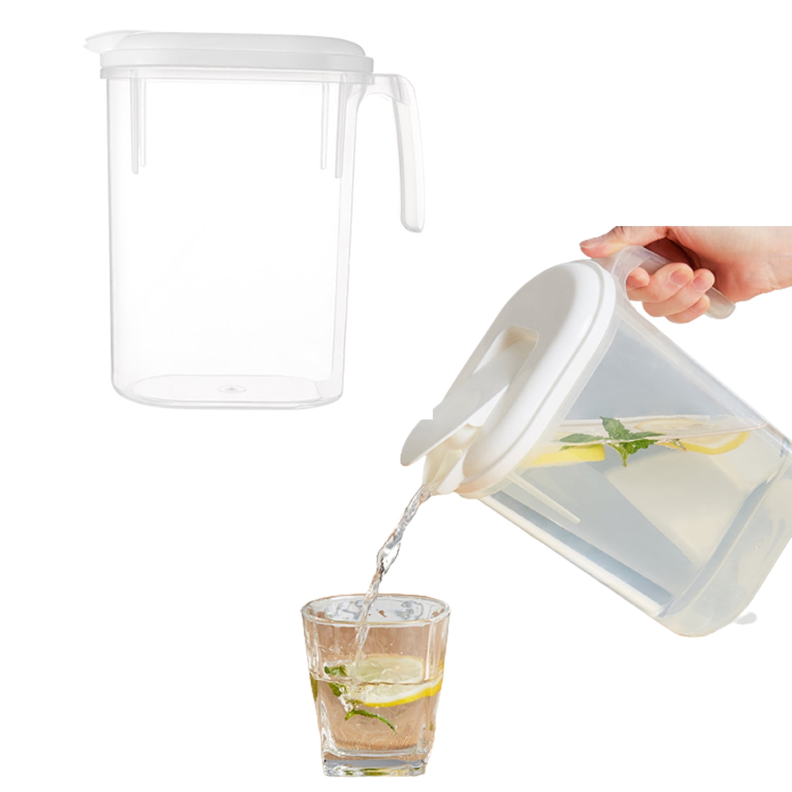Bobasndm 1800ml Pitcher with Lid Slim Clear Plastic Water Pitcher with Pivot Spout Lids Iced