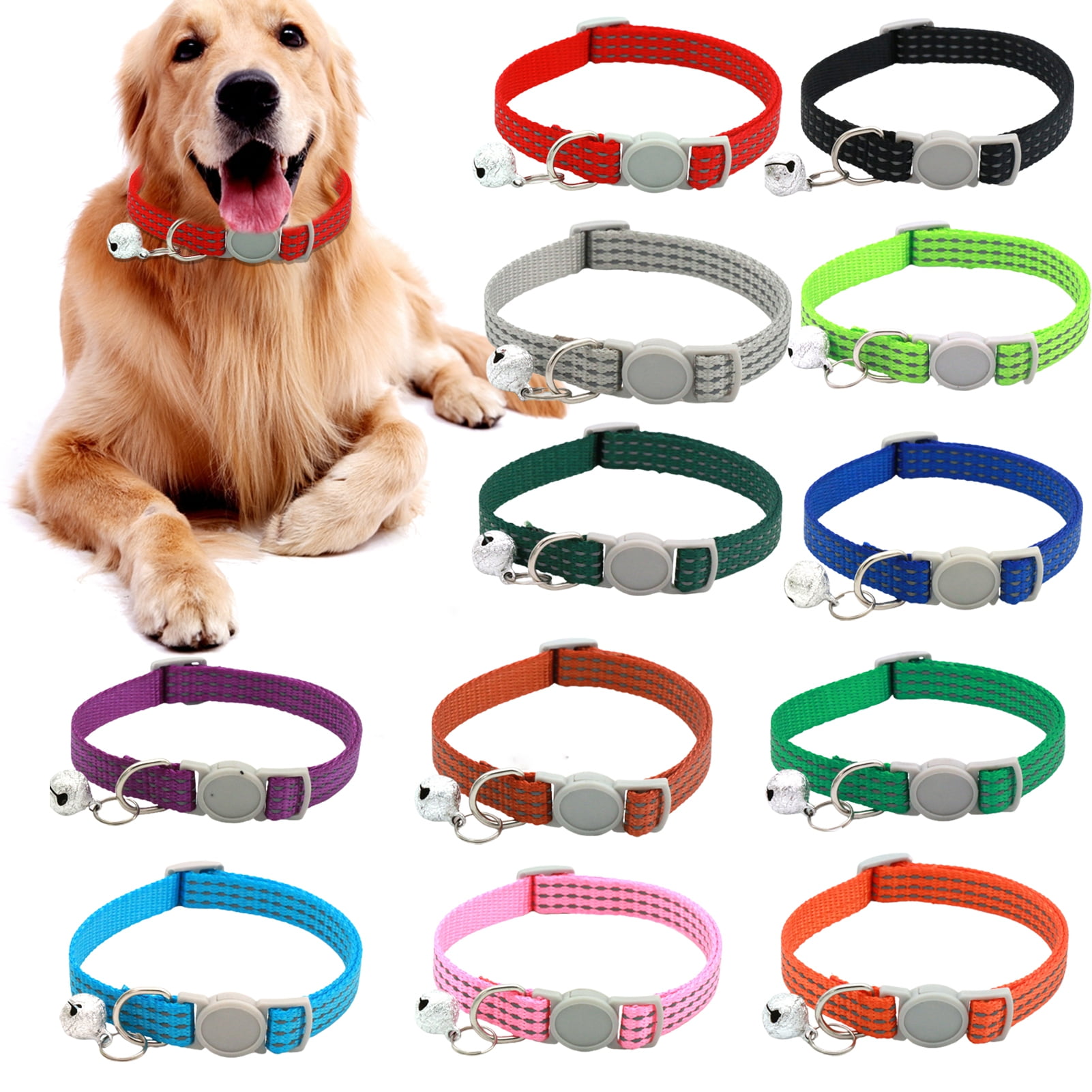 Bobasndm 2 PCS Puppy ID Collars, 12 Color Id Collars with Bells and
