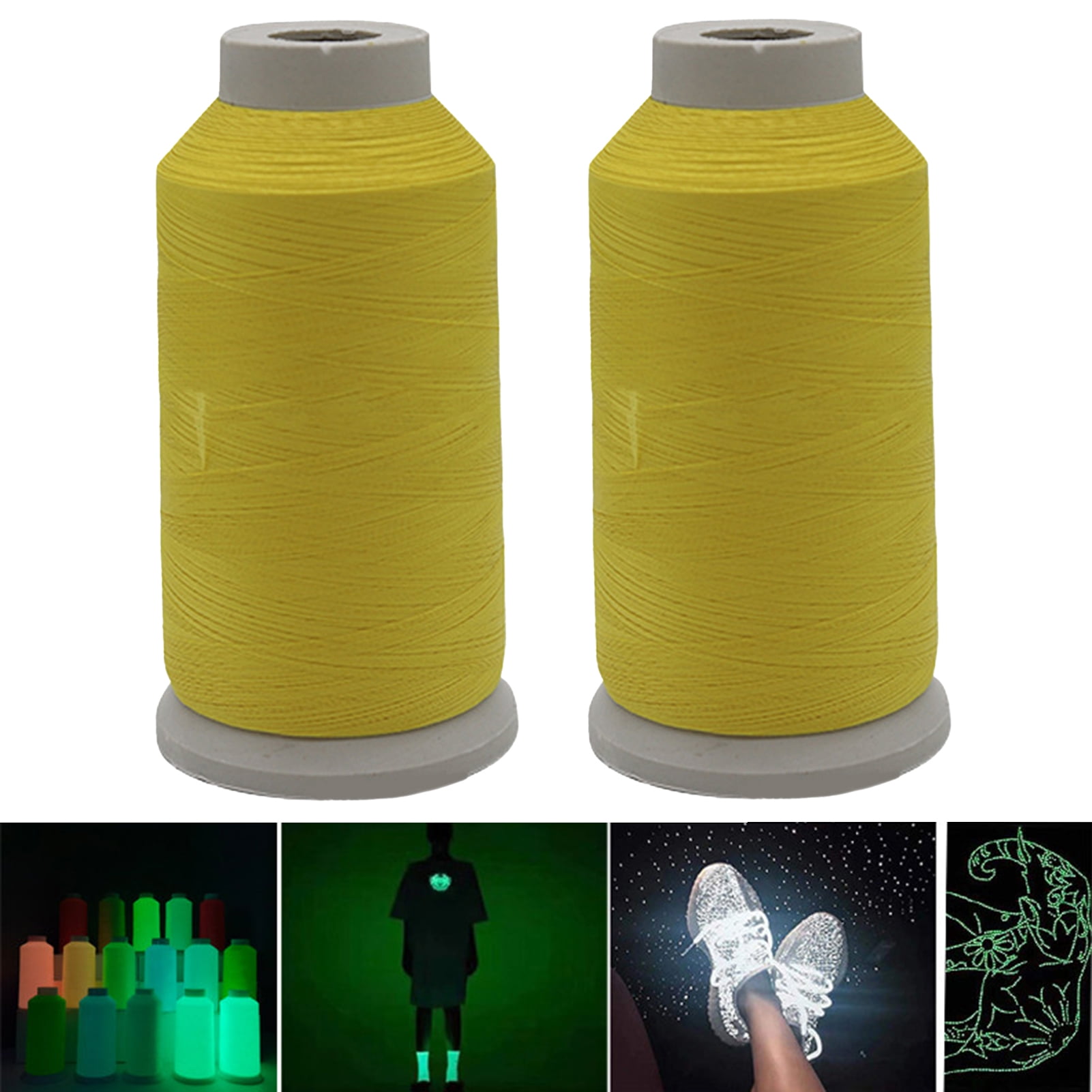 Led Yarn Bobasndm 2 Roll Luminous Yarn for Knitting, Glow in The Dark Yarn, Soft ...