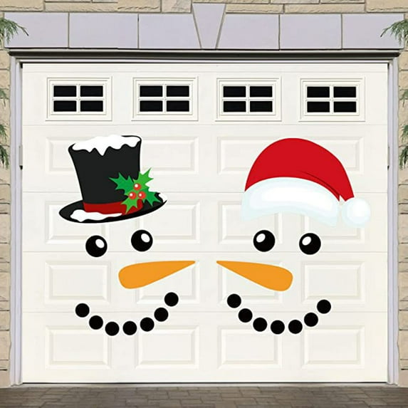 Bobasndm 22 Pcs Merry Christmas Decorations Garage Door Decorations Refrigerator Magnets Stickers Snowman Face Garage Christmas Set Reflective Magnetic Stickers for Christmas Fridge Decor
