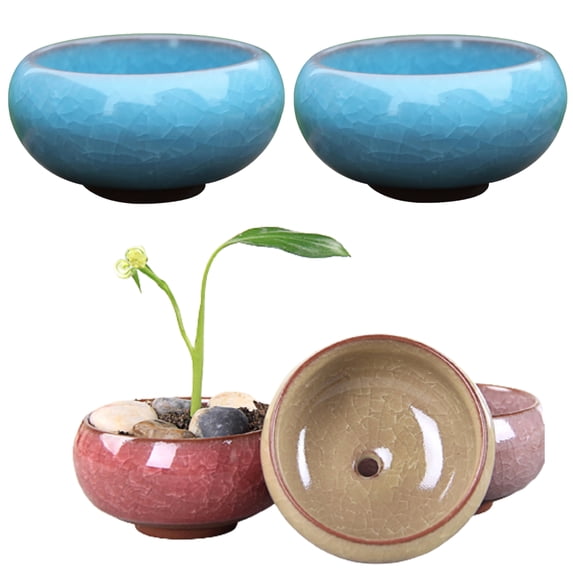 Bobasndm 2Pack 2.56 Inch Succulent Planter Pots, Ceramic Succulent Plant Container with Drainage Holes, Small Colorful Pots for Home Office Decor