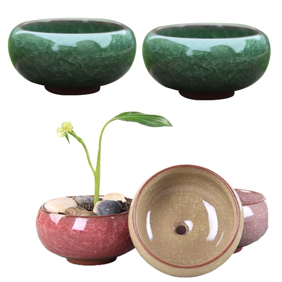 Bobasndm 2Pack 2.56 Inch Succulent Planter Pots, Ceramic Succulent Plant Container with Drainage Holes, Small Colorful Pots for Home Office Decor