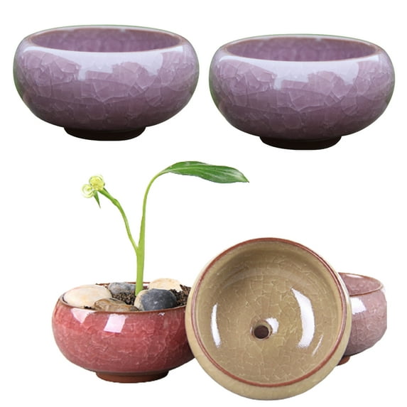 Bobasndm 2Pack 2.56 Inch Succulent Planter Pots, Ceramic Succulent Plant Container with Drainage Holes, Small Colorful Pots for Home Office Decor