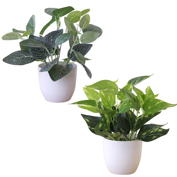 Bobasndm 2Pcs Artificial Potted Indoor Plants - Turtle Leaf and Monstera Fake Plant with Pots for Office Home Shelf Decor Indoor Outdoor