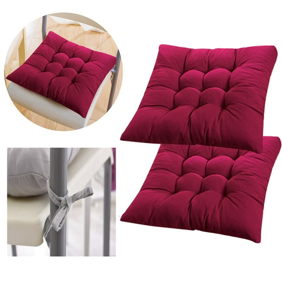 Bobasndm 2Pcs Square Solid Color Seat Cushion, Full-Length Ties for Non-Slip Support, Durable, Superior Comfort and Softness, Reduces Pressure, Washable, 16" x 16"