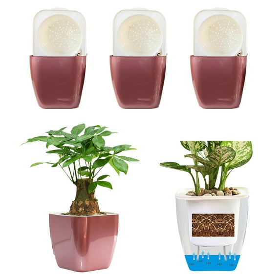 Bobasndm 3 Pack Self Supporting Planters and Pots for Indoor Plants, Large Plastic Orchid Pots with Water Injection Hole, African Violet Planter Set