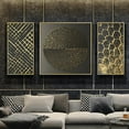 thumbnail image 1 of Bobasndm 3Pcs Abstract Painting Frameless Golden Foil Art Canvas Home Decoration Modern Art Wall Picture for Living Room, 1 of 9